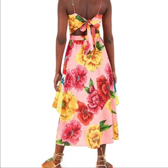 Farm Rio Mixed Chita Floral Print Midi Dress XS - Picture 3 of 6